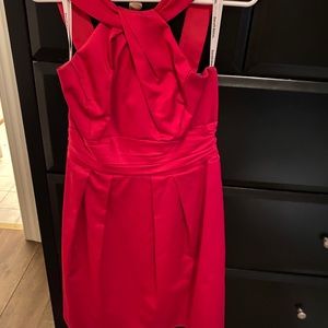 David’s Bridal dress. Hot pink